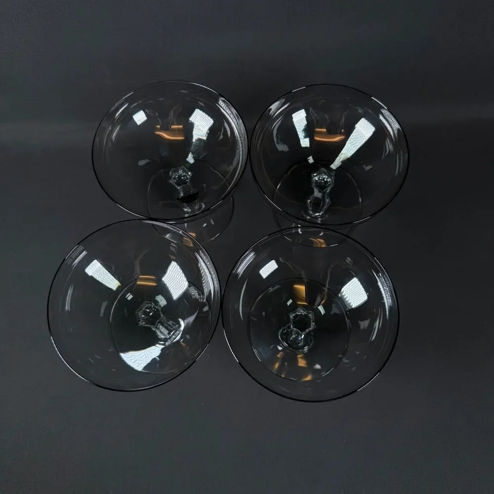 Lot of 4 Fostoria MCM Debutante Smoke Gray Champagne/Sherbet 4